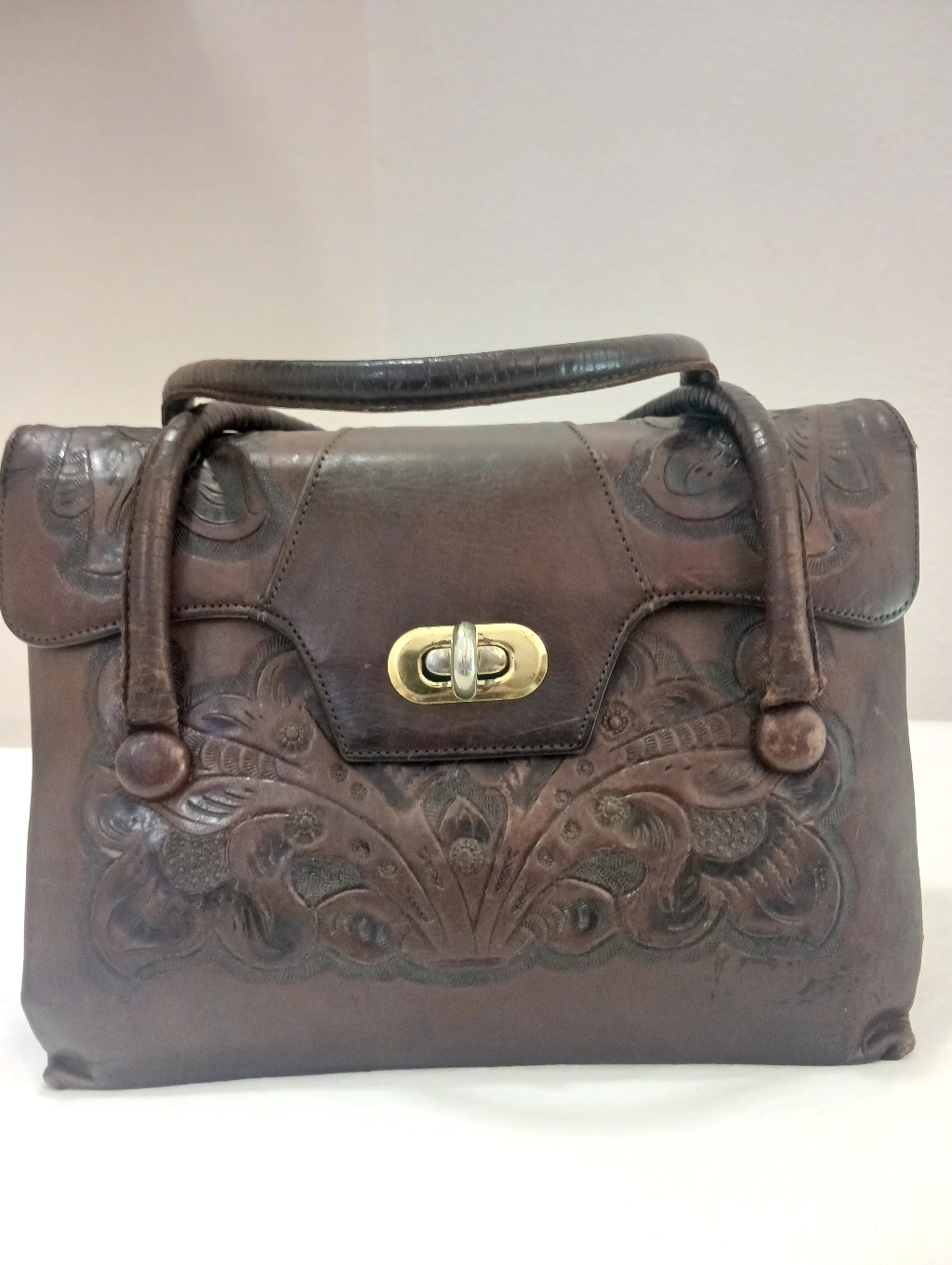 Vintage 1940s/1950's Gaitan Hand Tooled Leather Satchel